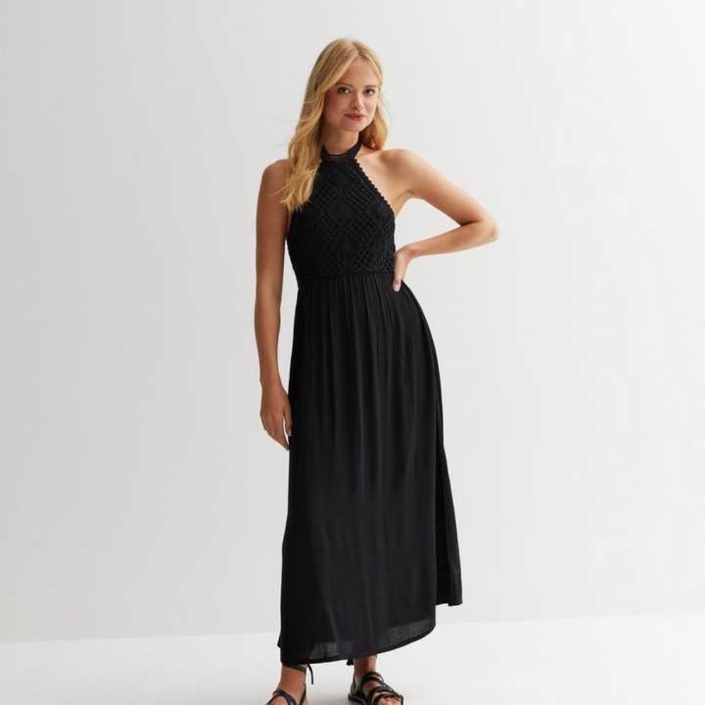 Calvin Klein Black Halter Maxi Dress
